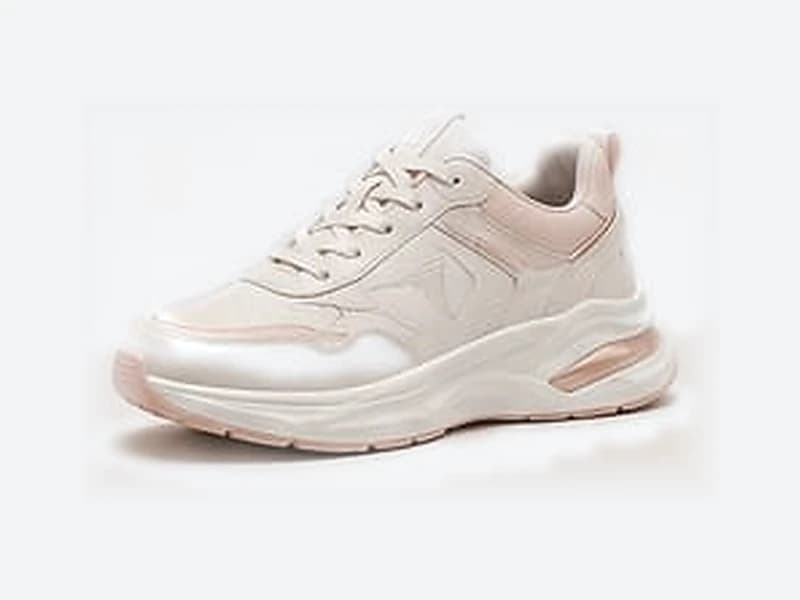 TEAM Chérie beyaz ve pudra premium sneaker, yandan görünüm