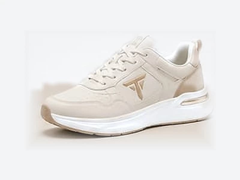 TEAM Léa beyaz ve taş rengi premium sneaker, yandan görünüm