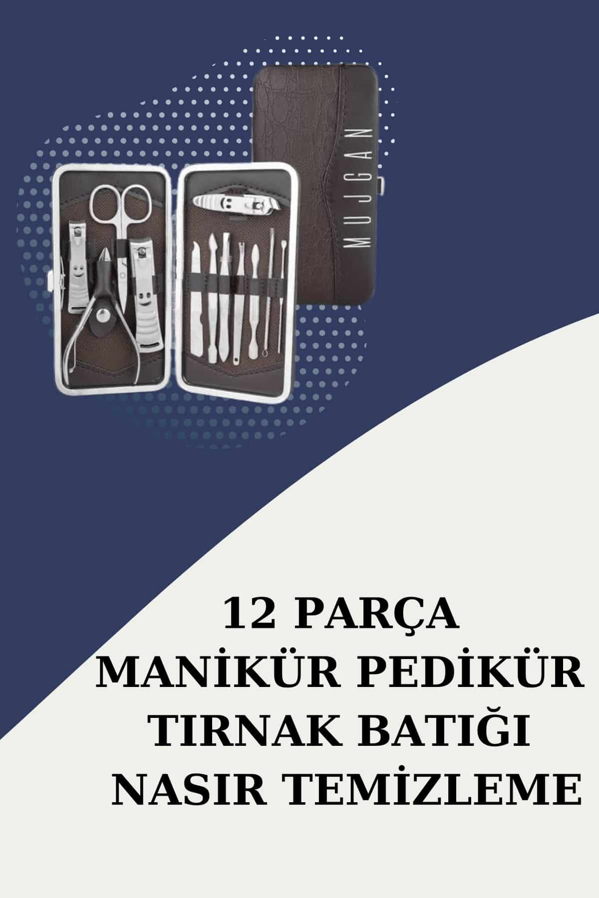 12 Parça Paslanmaz Çelik Manikür Seti Taşınabilir