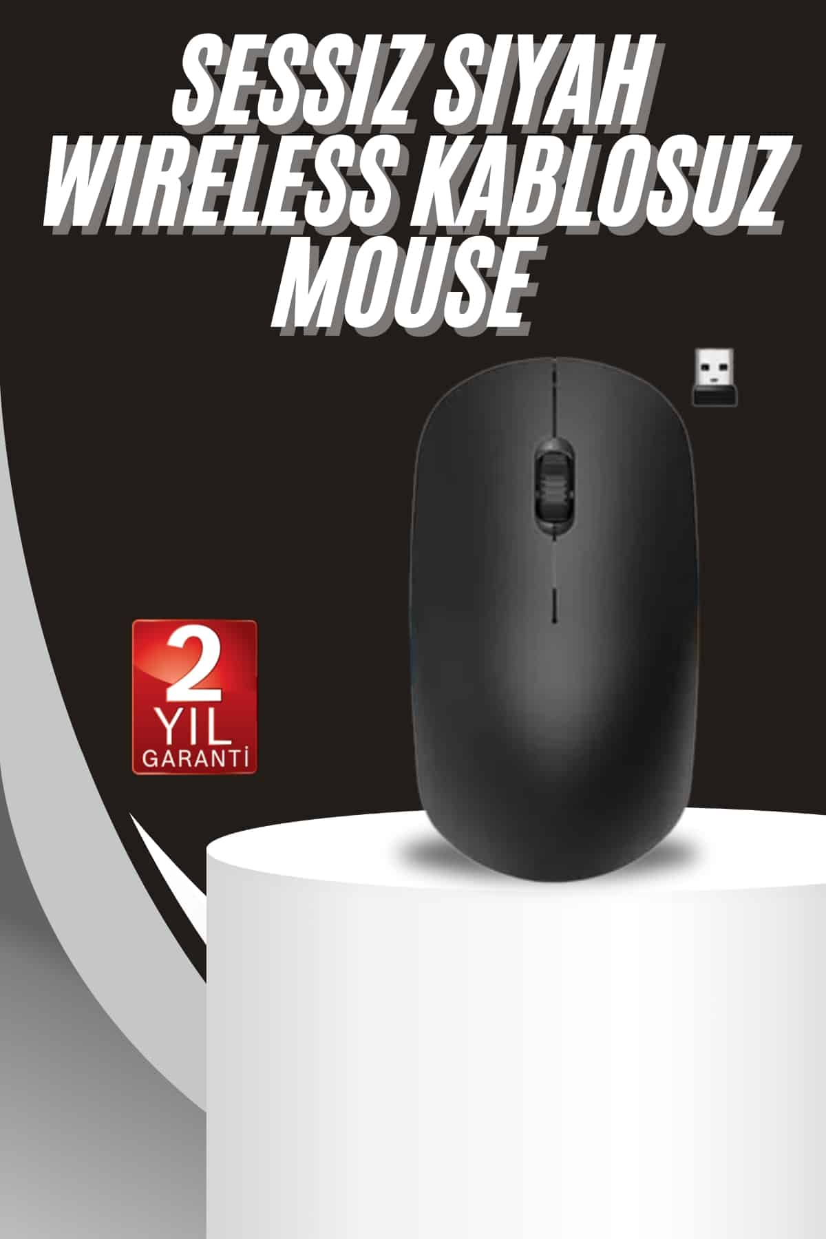 Ömürlü Ergonomik Tasarım Kablosuz Siyah Mouse Hassas Uzun