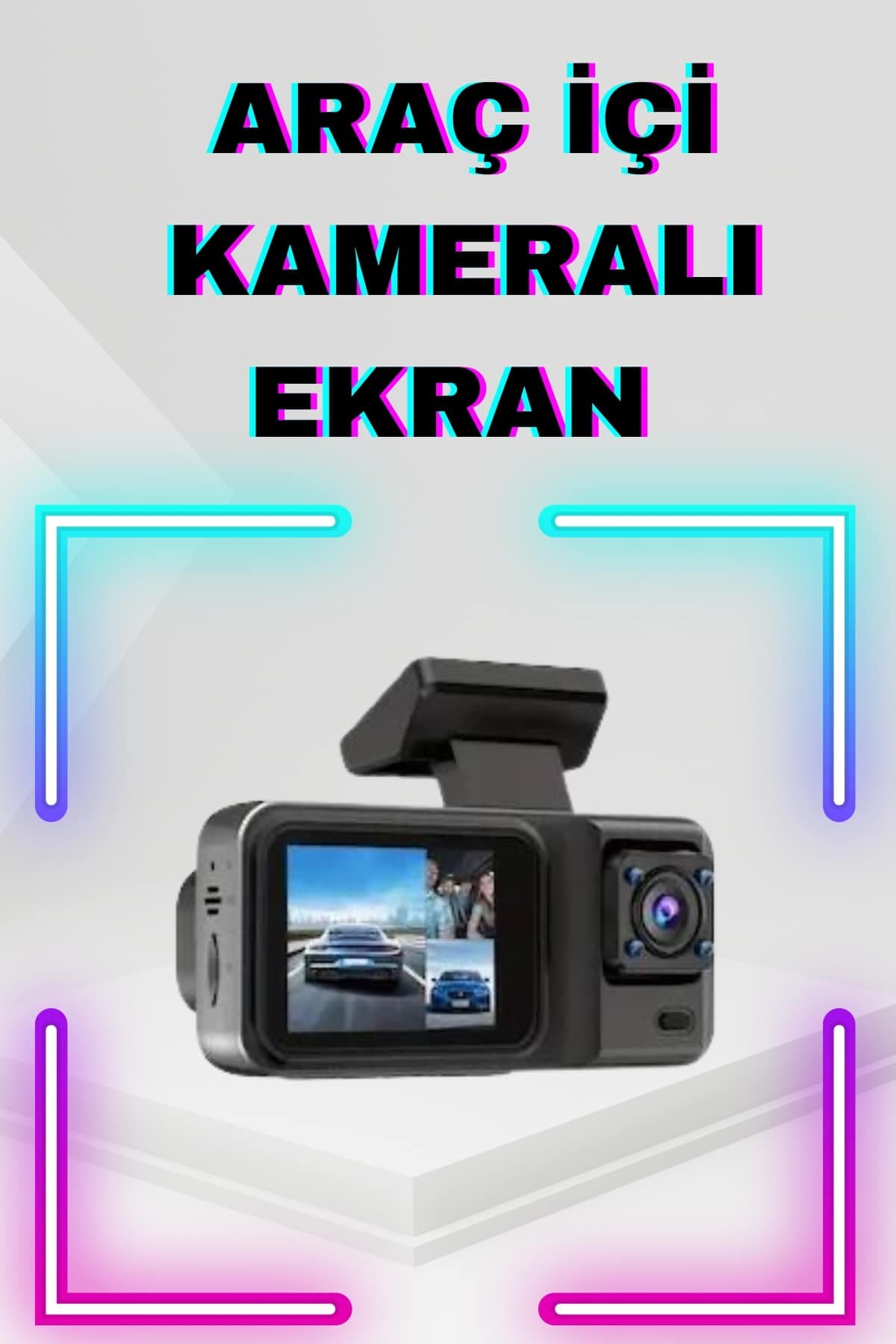 Destekli 2 İnç Araç İçi Kameralı Ekran 1080P Full HD Kaliteli Hafıza Kart