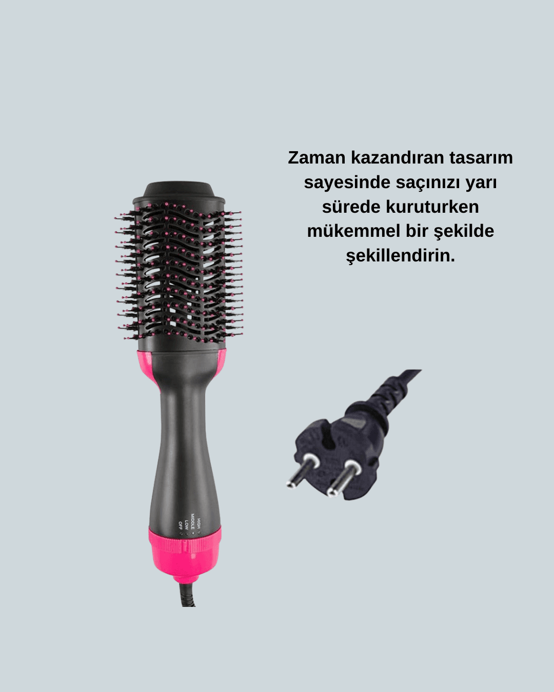 Saç Kurutma ve Şekillendirme Fırçası 1200W Negatif Iyon Teknolojili
