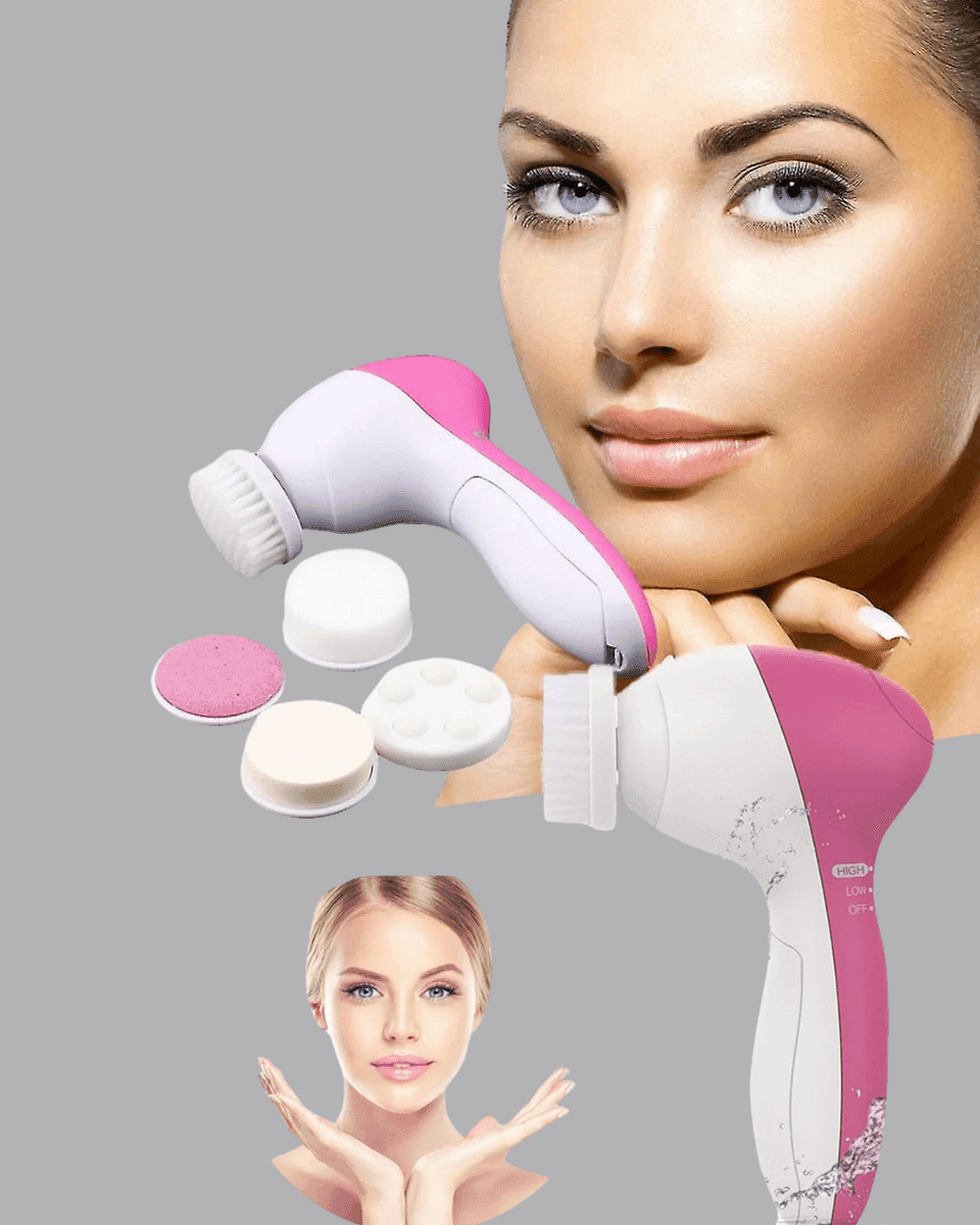 5 Başlıklı Yüz Masaj Aleti – Cilt Temizleme, Peeling, Siyah Nokta ve Gözenek