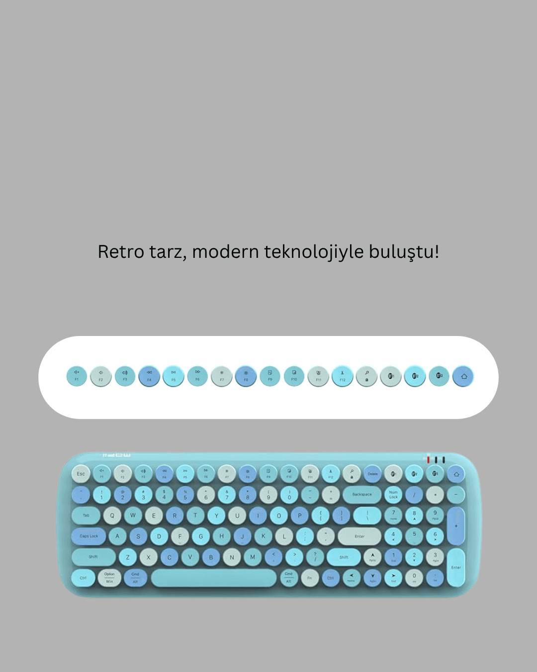 Kablosuz Klavye Mouse Seti 104 Tuşlu Mavi