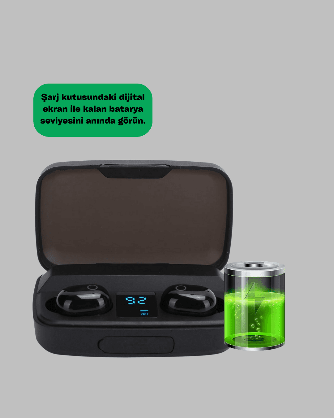 Kablosuz Bluetooth Kulaklık + Yüksek Kapasiteli Şarj Kutusu