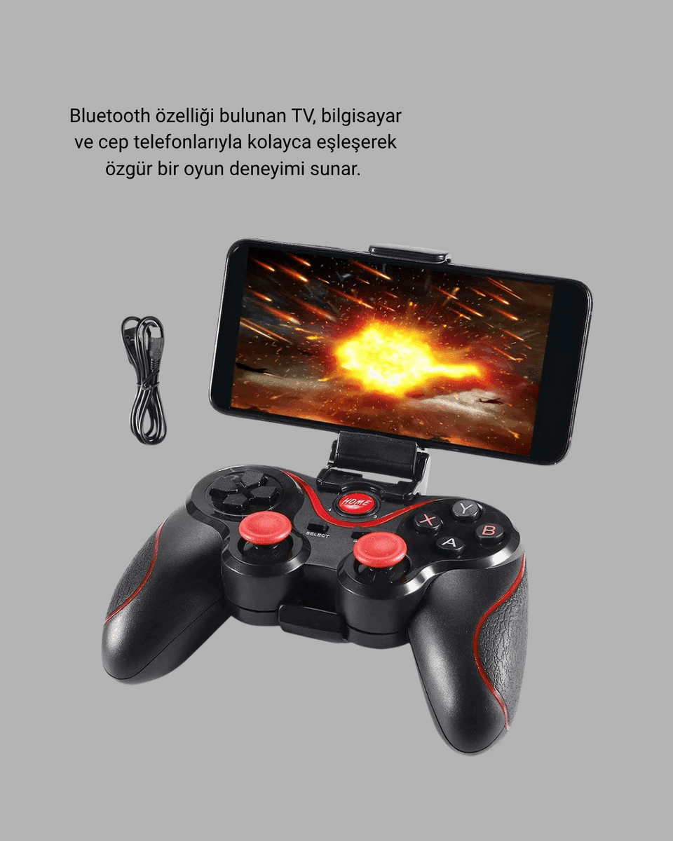 Kablosuz Bluetooth Gamepad TV PC Telefon Uyumlu
