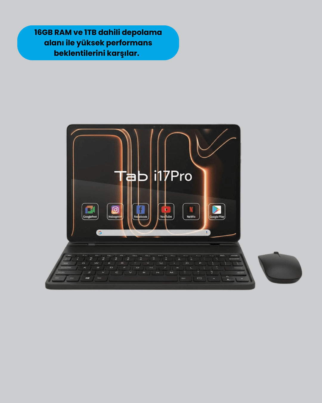 İ17 PRO Tablet + Klavye + Fare + Kalem Seti