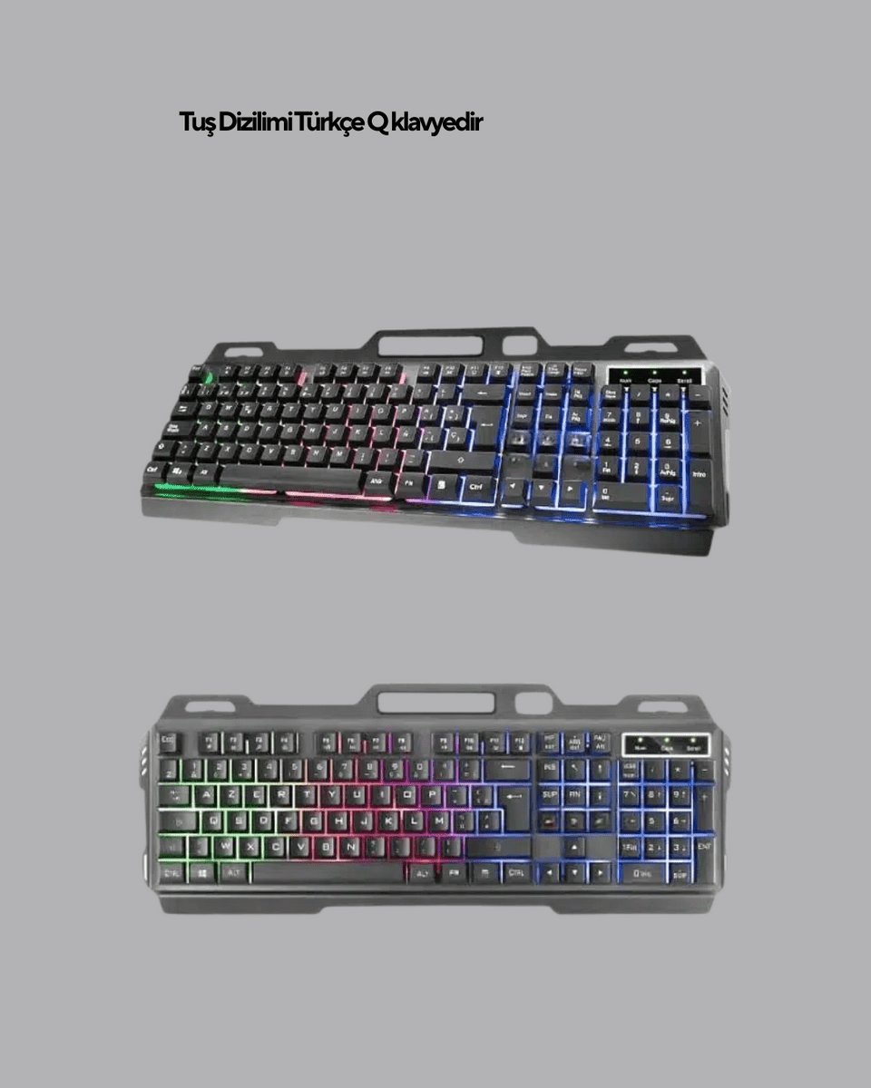 Işıklı Klavye Mouse Seti + Bluetooth 5.2 Kulaklık Oyuncu Paketi