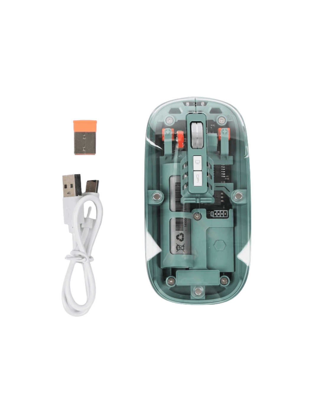 Pilli Kablosuz Şeffaf Mouse Bluetooth ve 2.4G USB Bağlantı