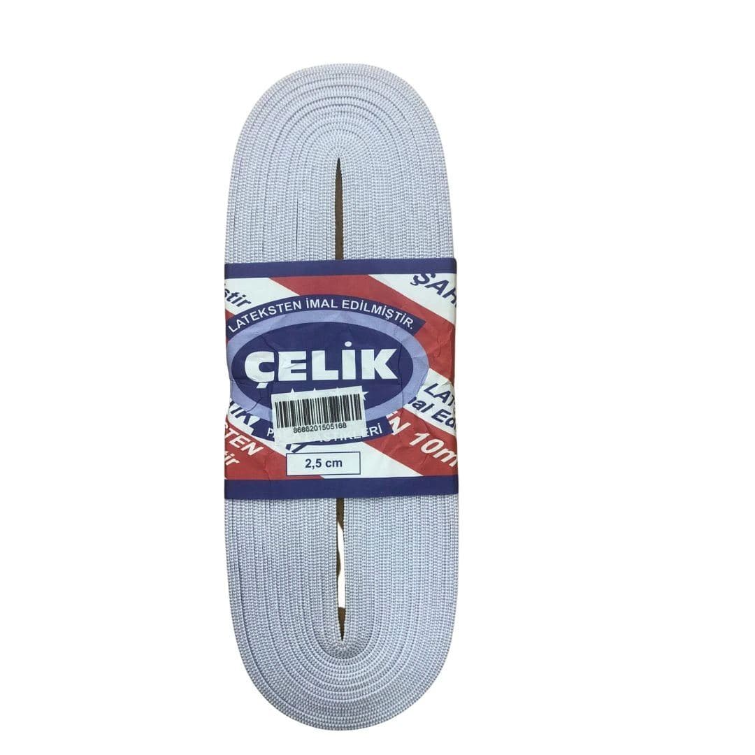 10 m 2.5 cm Beyaz Paça Lastiği