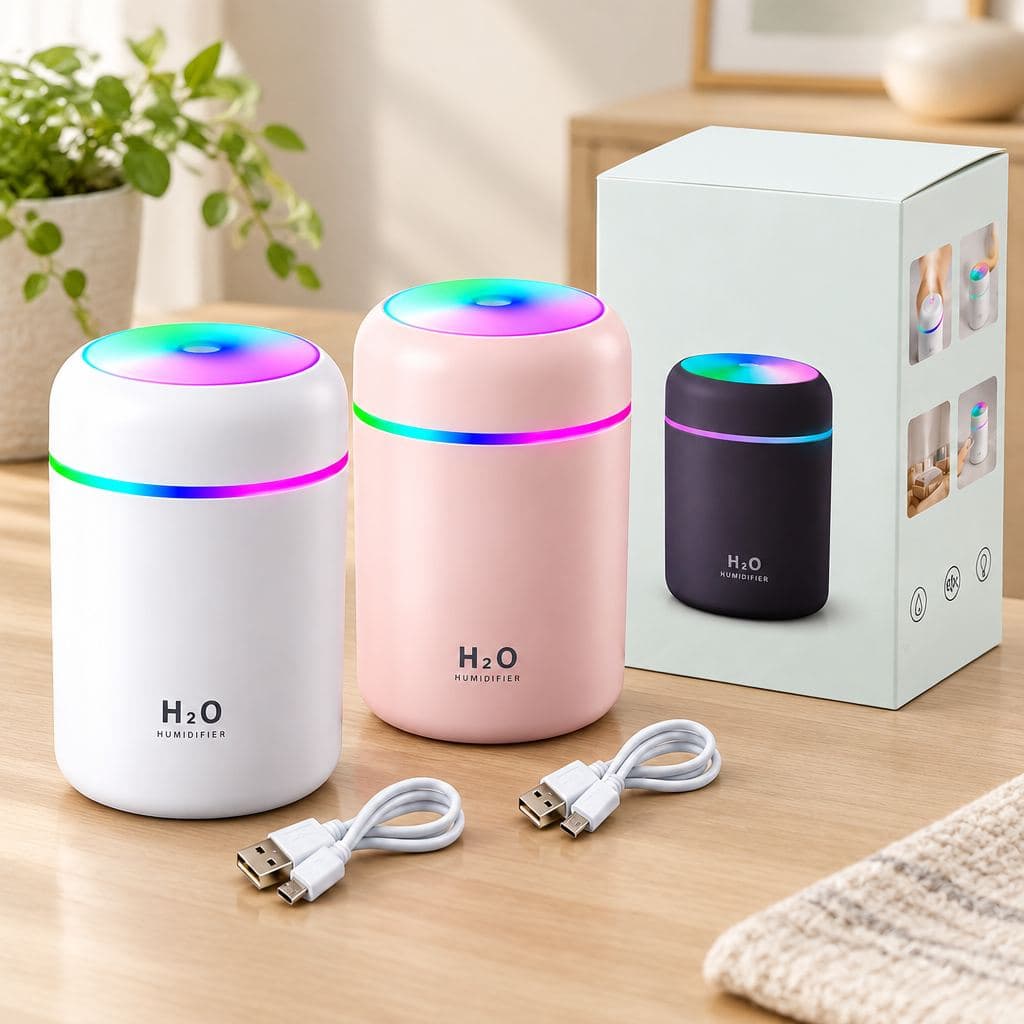 Mini USB Hava Nemlendirici 300ml - Işıklı Taşınabilir Aroma Difüzör