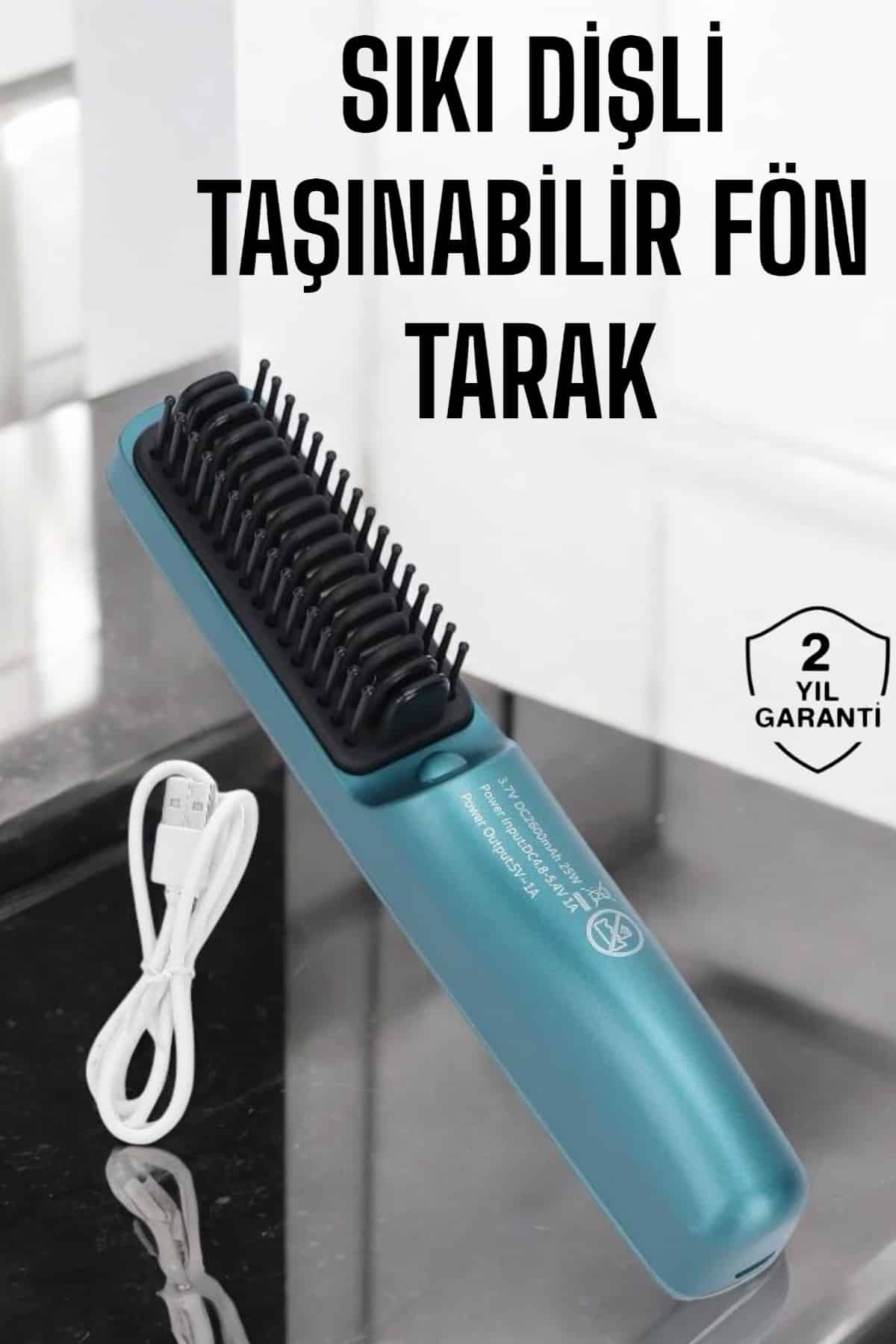 Şarjlı Taşınabilir Saç Düzleştirici Fön Tarak Sıkı Dişli İyon Özelliği