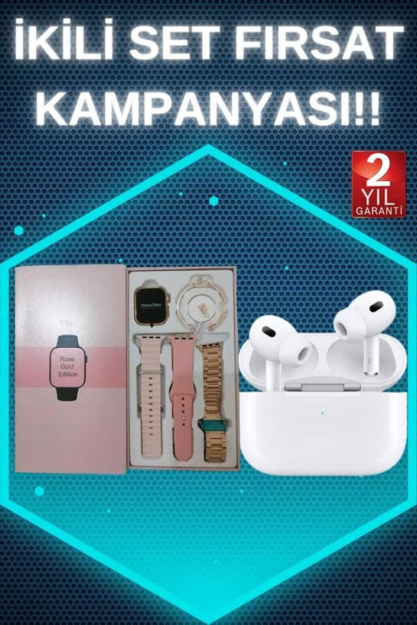 Akıllı Saat 3 Kordonlu Pembe AMOLED Ekran