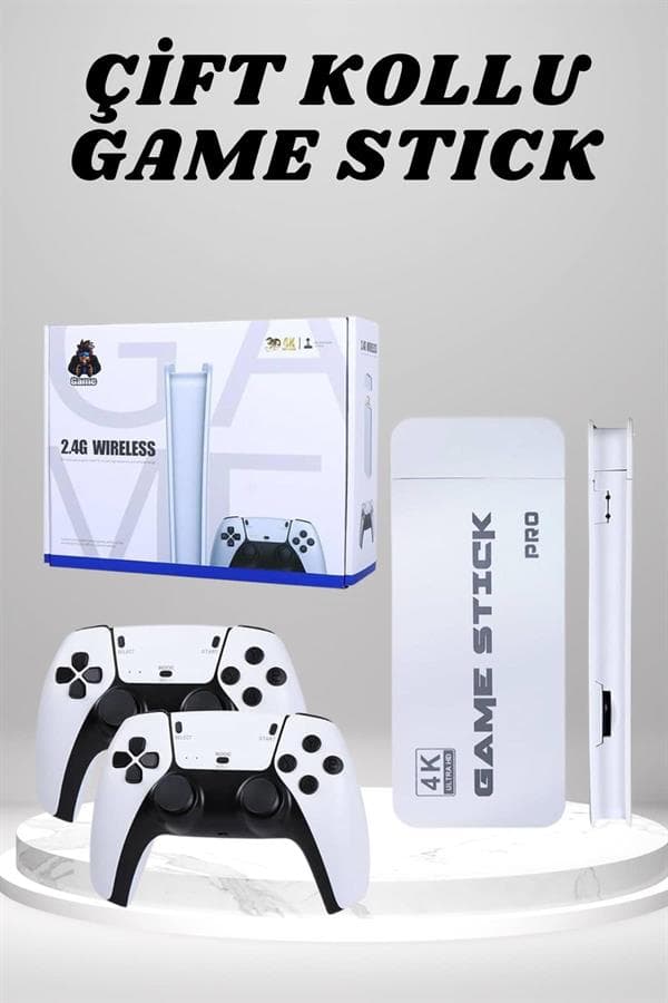 Retro Game Stick 20000 Oyunlu Çift Kollu Beyaz 4K HD