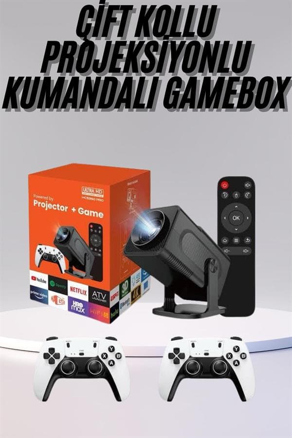 Çift Kollu Game Box Projeksiyon Cihazı Bluetooth Kumandalı