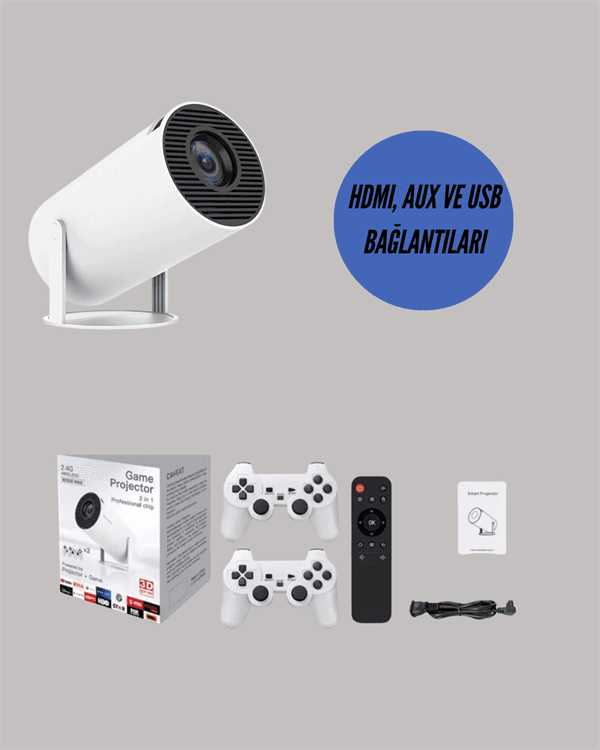 Kablosuz 4K Projeksiyon Cihazı Wi-Fi 6 ve Bluetooth 5.0