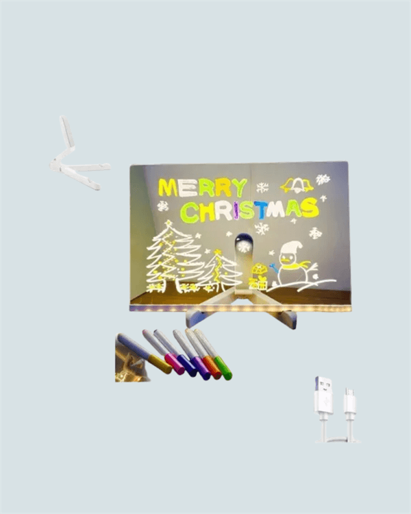 LED Şeffaf Yazı Tahtası 7 Renkli Neon Kalemli